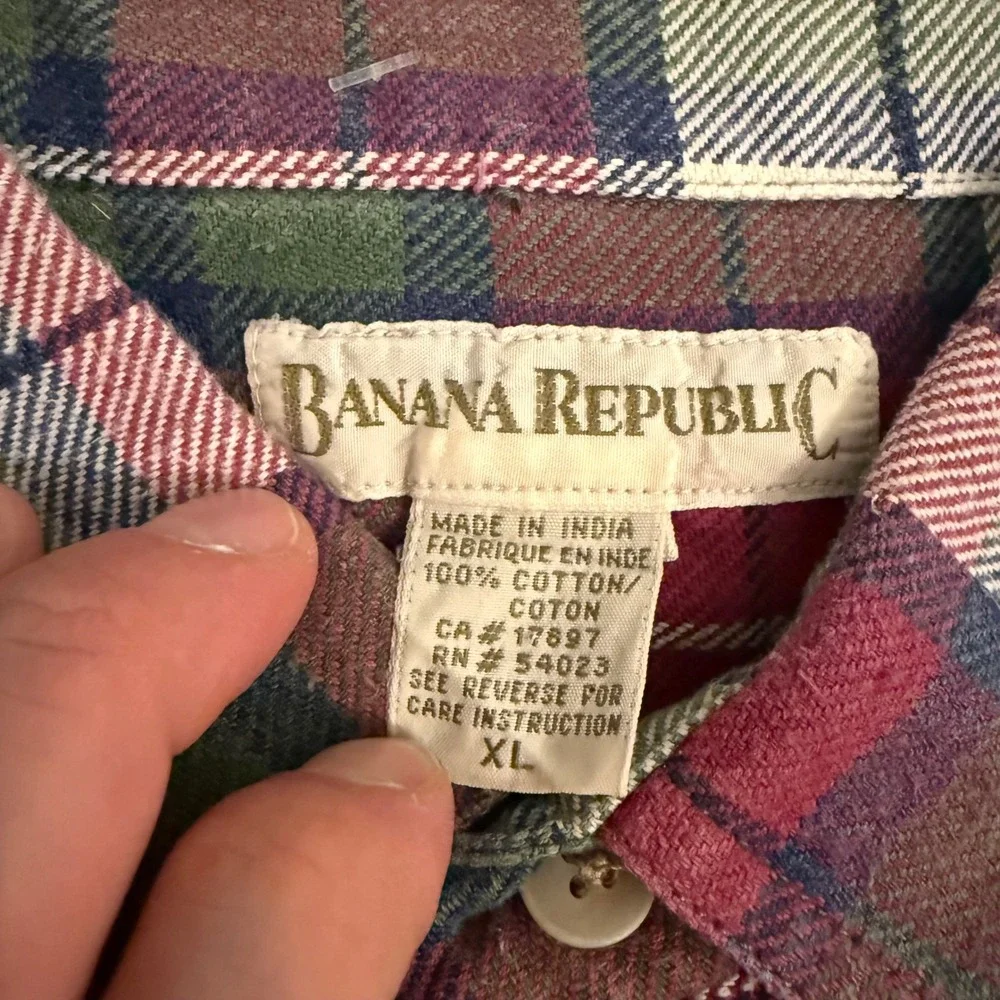 Vintage 90s Banana Republic Plaid Flannel - Boxy Oversized XL Grunge Overshirt